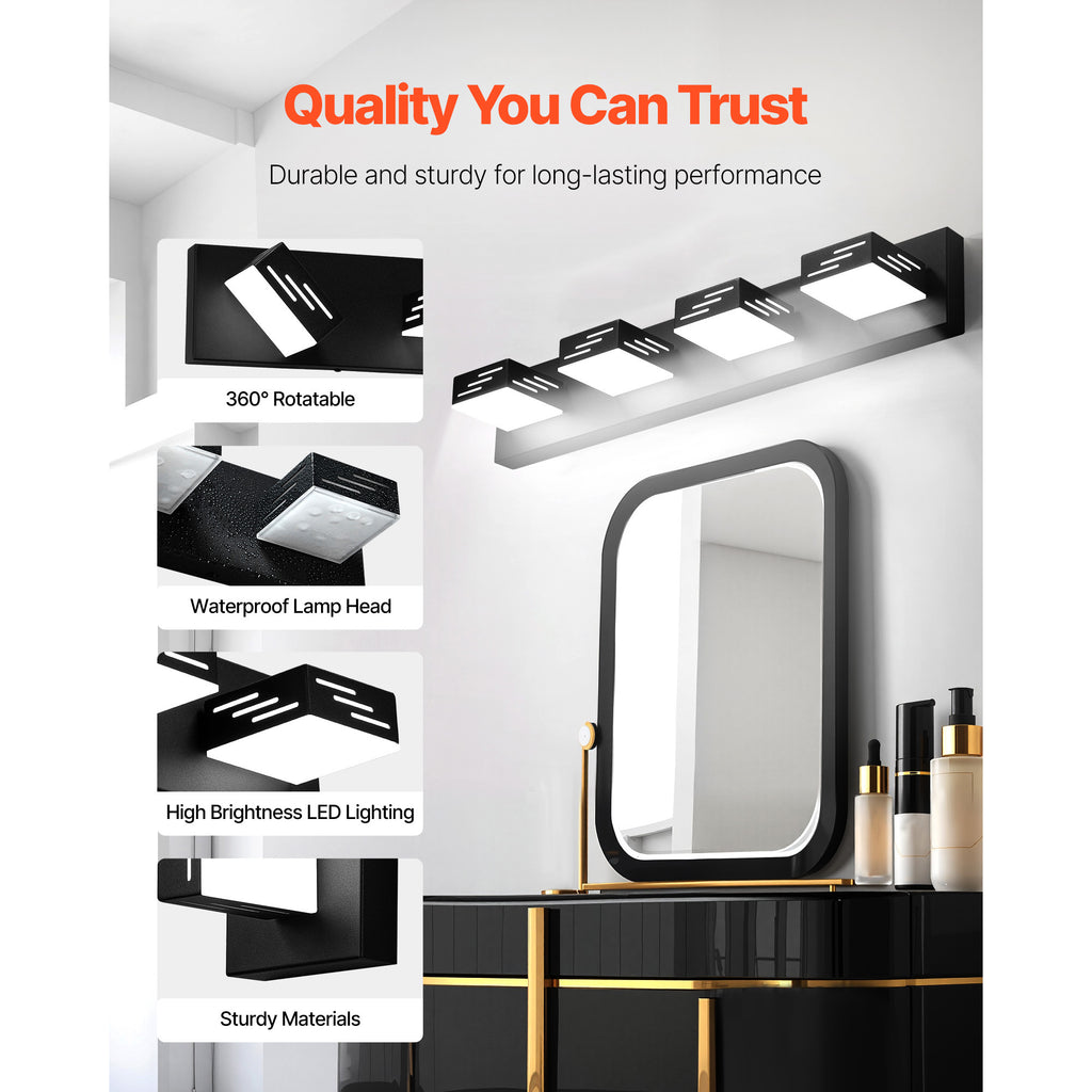 VEVOR 3/4/5/6-Light LED Modern Bathroom Wall Lamp 19.69/25.6/33.5/40.2-Inch Wall Light