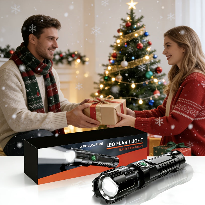 1Pc Super Bright USB Rechargeable Flashlight, Adjustable Zoom and Wide Angle Beam, Handheld Dimmable Light, 150 Lumen 7874.02 Inch Lighting Range, Essential for Emergency Preparedness and Camping Gear