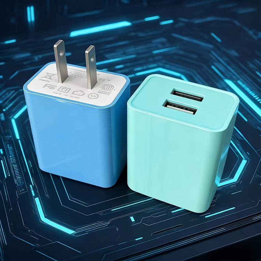 Dual Port Charger with 5V2A Output, Includes a 10 USB Wall Charger, Comes in a 2-Pack USB Adapter, Compatible with for Ipad And Iphone Models 15 Through 5, As Well As Samsung Galaxy S Series, LG, HTC, Moto, Kindle