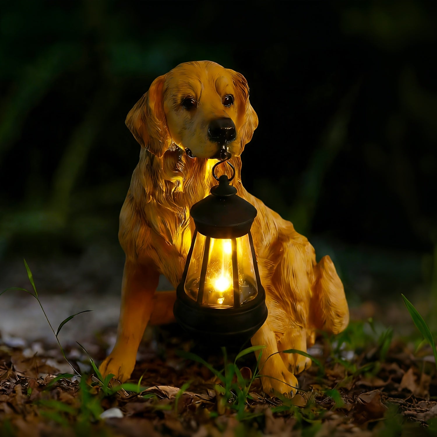 Solar Christmas Hound Night Watchman Decoration, Featuring a Glowing Golden Dog Body and Vintage Lights, the Perfect Companion Gift for Close Friends. Outdoor Christmas Decoration for Courtyard, Solar Christmas Light Outdoor Style
