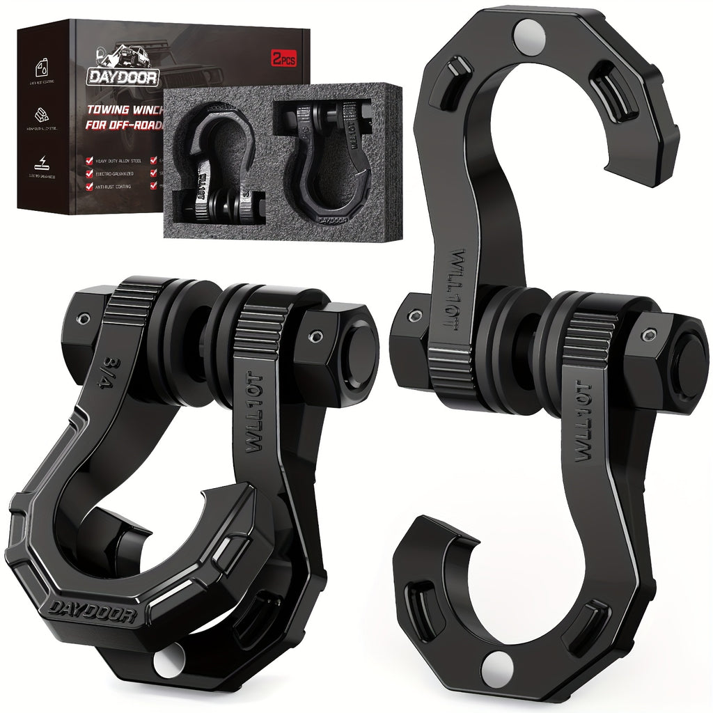 45,000 lb Break Strength Tow Hook, D-Ring Shackle, 3/4" Heavy-Duty Hook with 7/8" Screw Pin, for Off-Road Vehicle Recovery
