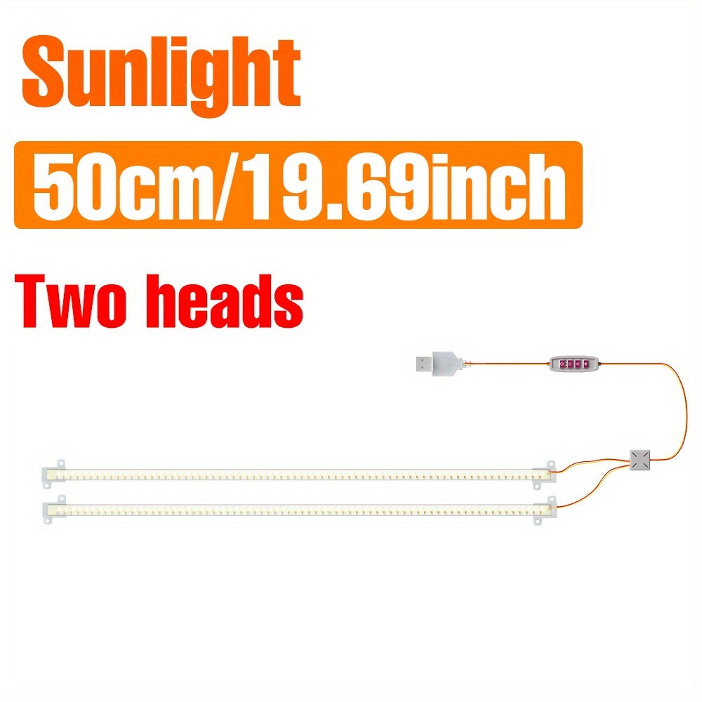 LED Full Spectrum Plant Light Strip, 5V USB Powered Indoor Grow Light, Sunlike Hydroponic Supplement Lamp, 4/8/12H Timer, 5 Dimmable Levels, Red Blue UV/IR Light, Ideal for Greenhouse Tent, Vegetable, Flower, Succulent, Seedling, Fruit, Cactus