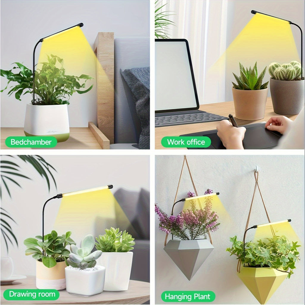 USB Powered Full Spectrum LED Plant Grow Light, Ground Plug Single Tube Plant Light, Gooseneck Dimmable Indoor Potted Plant Lamp, Built-in Automatic Timing Function, Indoor Sun Simulation Grow Light