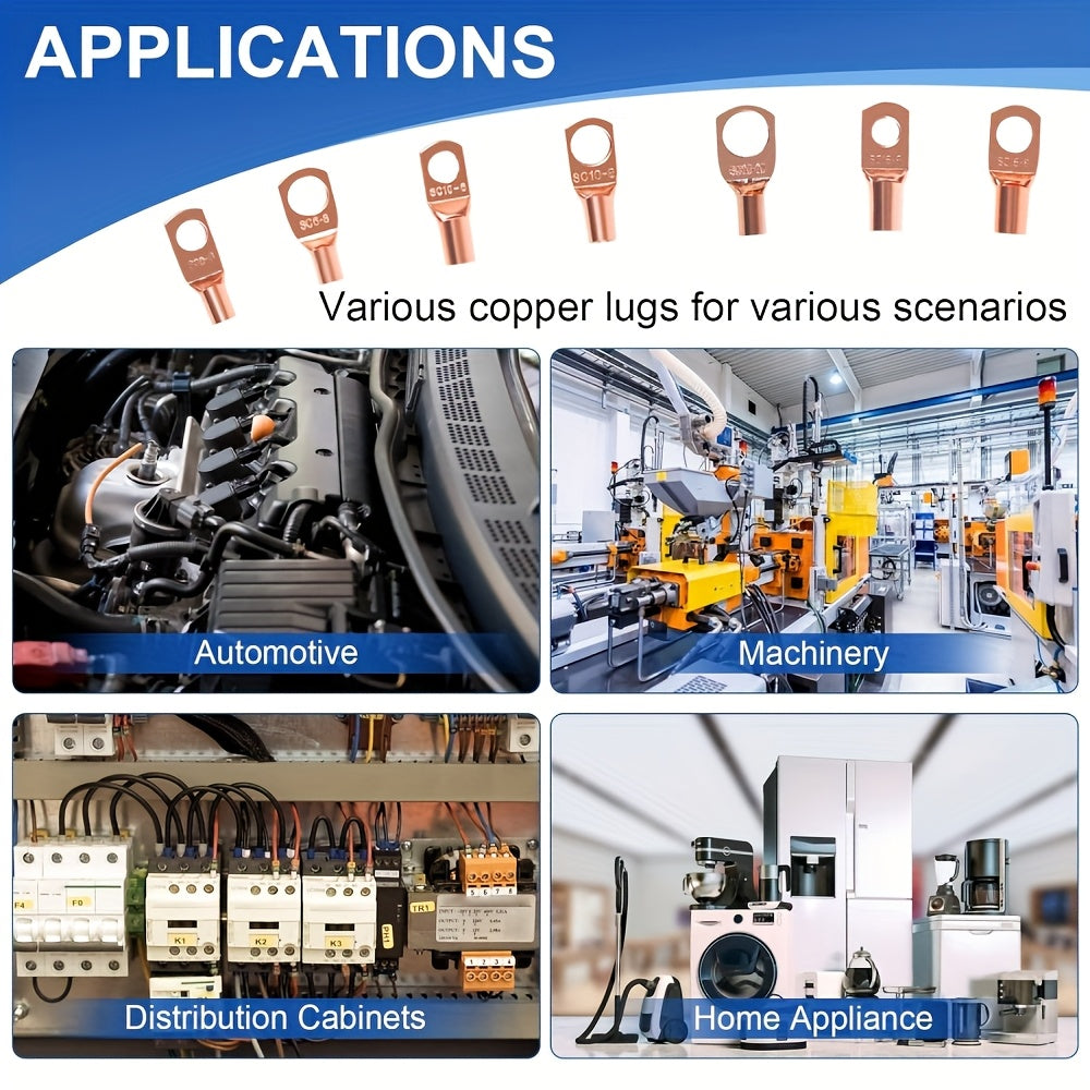 99/199-Piece AWG 6, 8, 10 & 12 Gauge Wire Terminal Set with Heat Shrink Tubing – Battery Cable Ends & Ring Terminal Connectors for Marine, Automotive, Cable & Electrical Applications