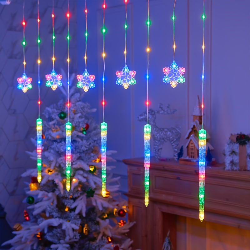 Shenzhi Tech 118.11inch LED 雪花冰錐燈串，專為聖誕裝飾設計，電池供電懸掛燈串，適用於房間、居家、派對、樹木和窗戶裝飾