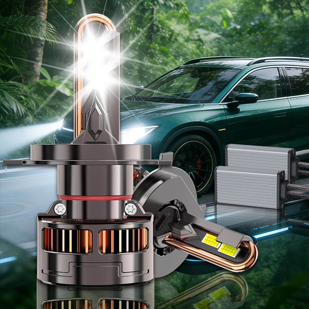 2-Pack LED Car Lights, Compatible with H11/H7/H4/H1, 9005/9006/9012 - 50000LM, 300W High/Low Beam, 7500K Cool White Light, Equipped with 12000 RPM Turbo Cooling Fan, Fits Various Vehicle Models, No Battery Needed