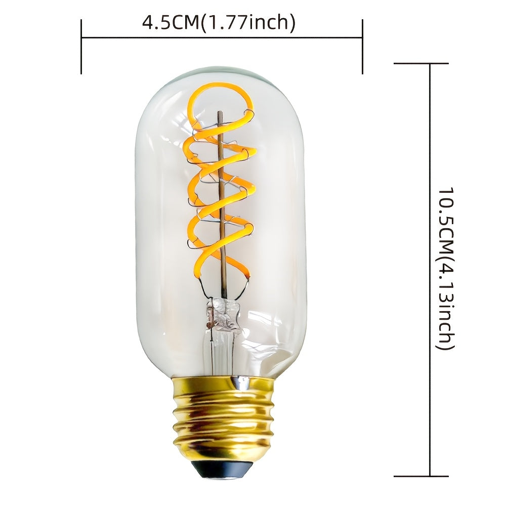 2-pack vintage Edison bulb, warm yellow light 2300K E26 screw base dimmable bulb, T14 T45 tubular LED tube, AC 120V, clear glass cover