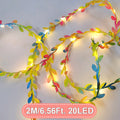 1入 2M/6.56Ft 多彩人造葉子 仙女燈串，20 LED 彩色藤蔓花環，電池供電（不含電池），適用於臥室、牆面裝飾、桌面裝飾、派個、婚禮、感恩節、聖誕節裝飾，非常適合秋季主題裝飾