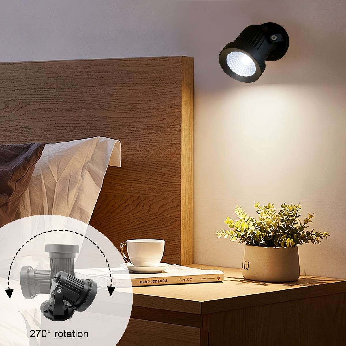 LED indoor spotlight, USB ceiling spot light, adjustable lamp direction, 6000K high light indoor decorative lighting for plants, pictures, artworks