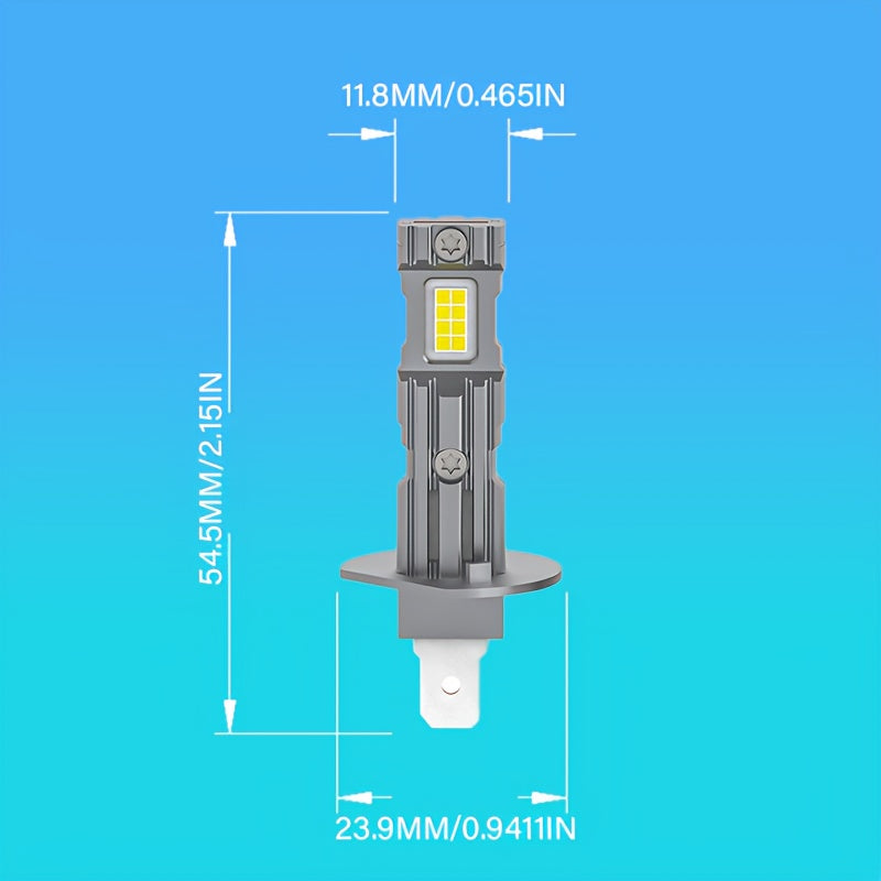 2-Pack H1 H3 LED Car Headlight Combo Kit 6000K Cool White 800% High Brightness LED Low Beam/High Beam 1:1 Mini Size Plug-and-Play High Performance Bulbs Driver Upgrade