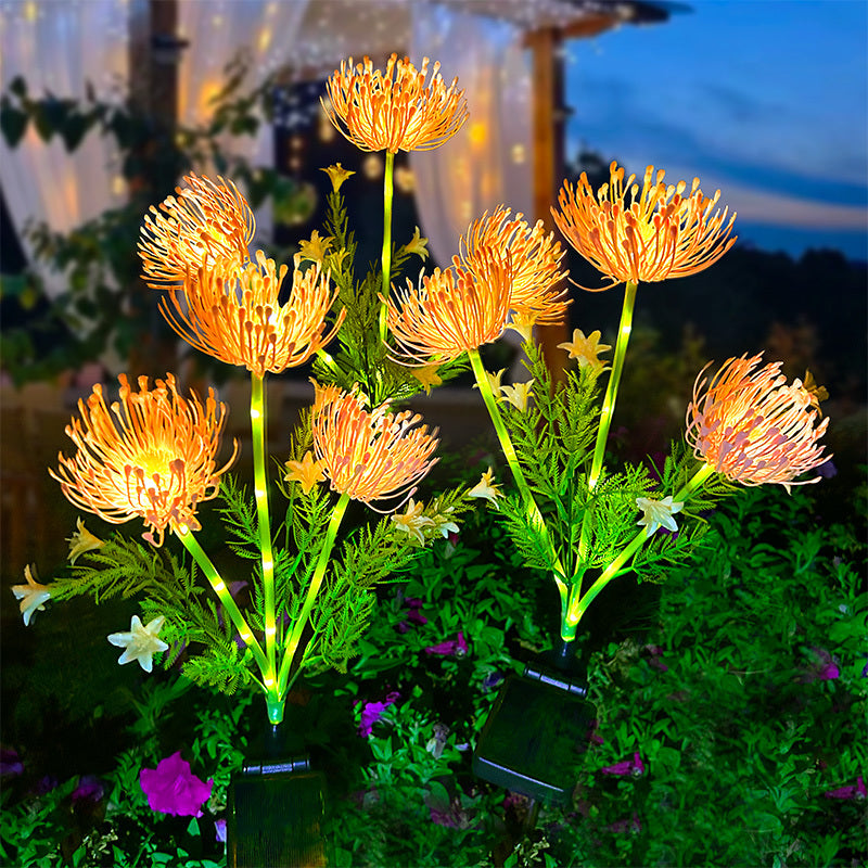 2pcs Solar 3-Head Lycoris Spider Lily Light, Red & Green Spring Courtyard Garden Lawn Pathway Decorative Light, Beautiful Gift for Mom