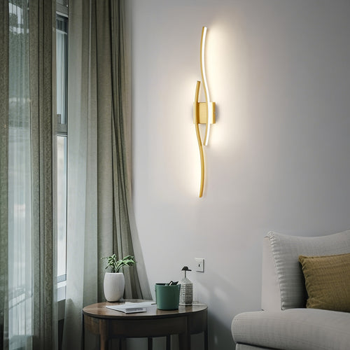 1PC Gold LED Wall Light, Rechargeable Wall Fixture, Removable Recessed Installation, 3-Color Dimmable, Perfect for Living Room, Bedroom, Dining Room, Cafe, Hotel and Bathroom, Decorative Wall Light | Modern Lighting Sconce | High Quality Vanity Light