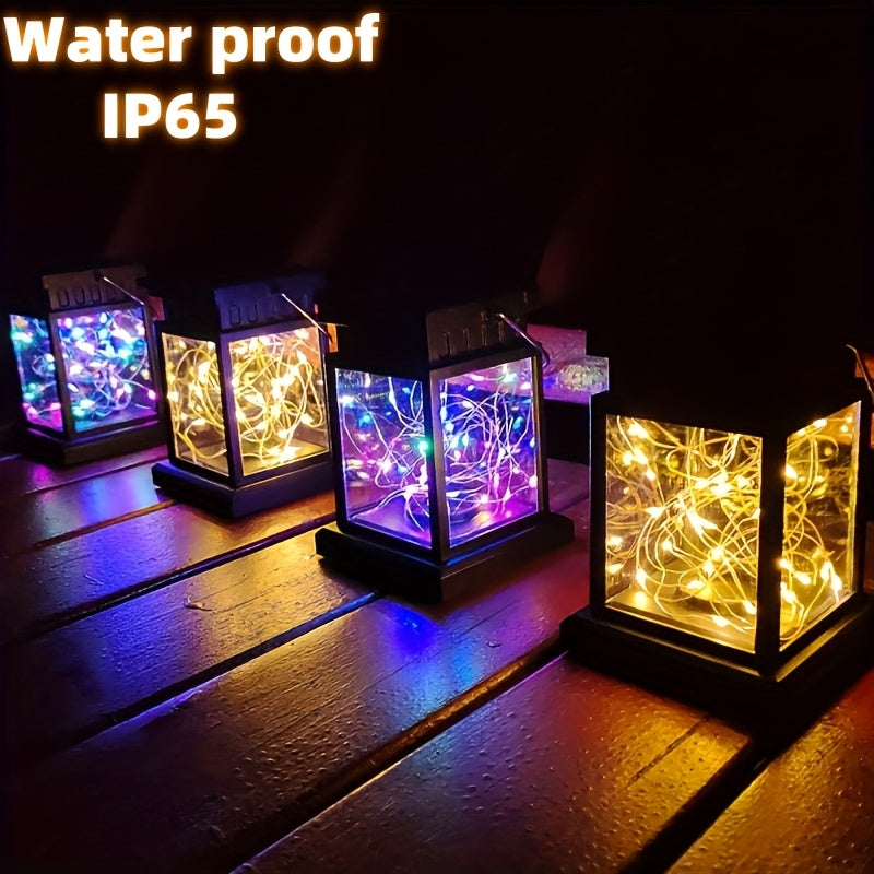 一件太阳能户外复古宫灯，IP65防水太阳能串灯，30颗LED便携式太阳能充电户外小台灯——适用于阳台、露台、散步、阅读、露营、万圣节及圣诞派对氛围灯
