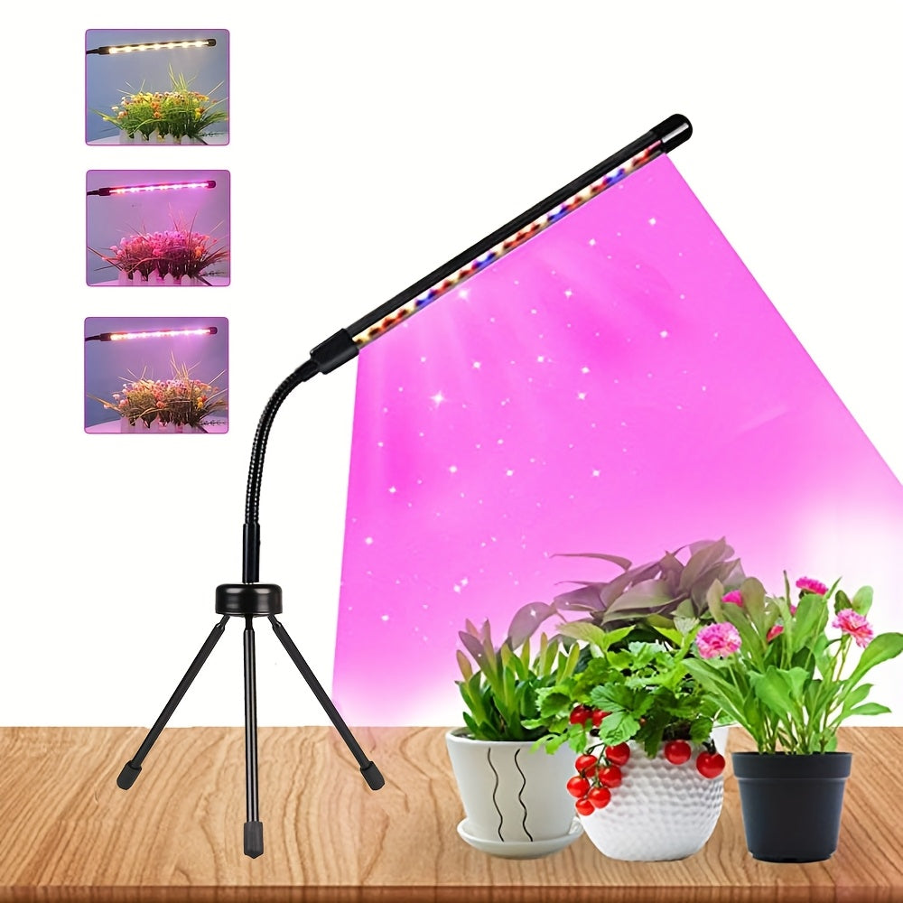 Mini LED Full Spectrum Grow Light Strip with Desktop Tripod, Indoor Plant Grow Light with 3/9/12H Timer, 3 Lighting Modes & 10 Dimmable Levels