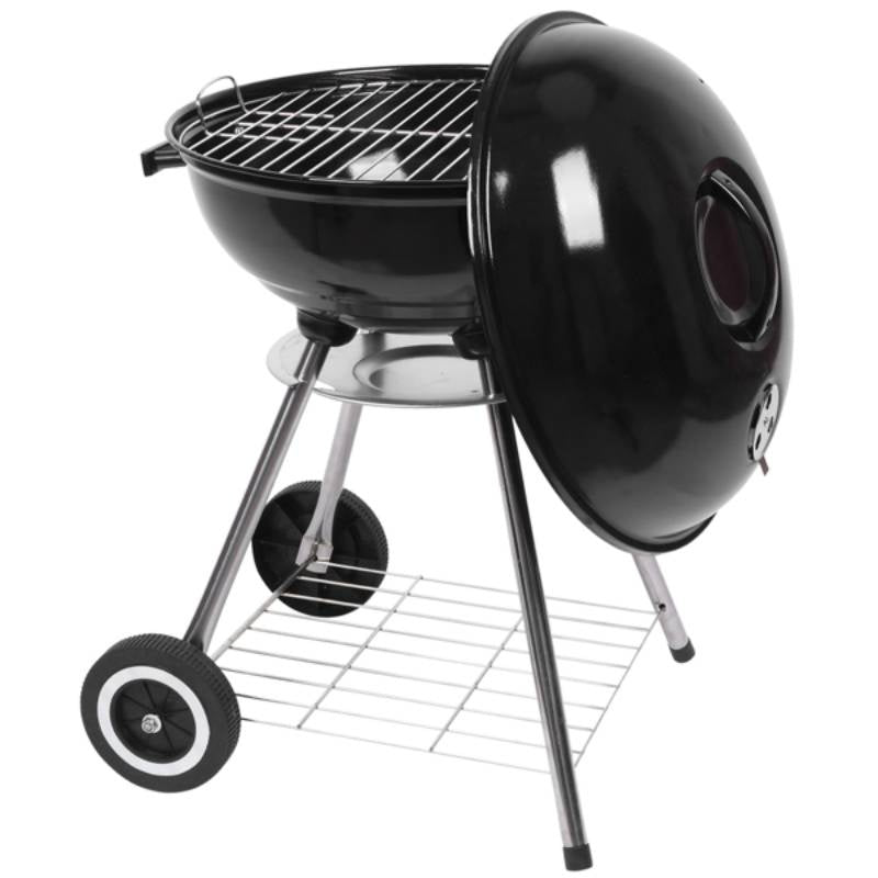 18-Inch Coke Stove with Enamel-Coated Body, White Sides and 5.91-Inch Diameter Wheels