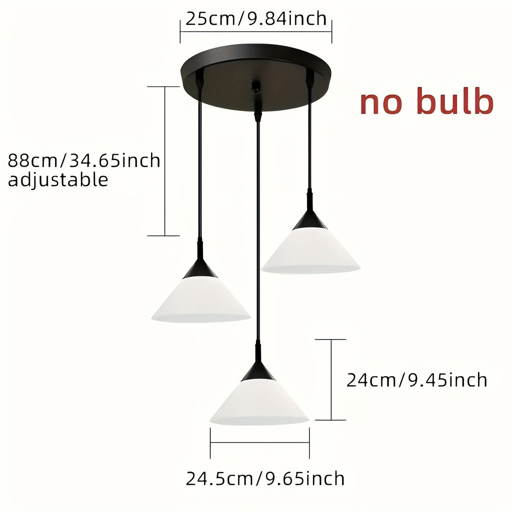 Iron and Plastic Lampshade Dining Room Pendant Light, Nordic Table Bar Light, 3-Head Kitchen Island Pendant Light, E27 Socket, Bulb Not Included