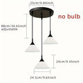 Iron and Plastic Lampshade Dining Room Pendant Light, Nordic Table Bar Light, 3-Head Kitchen Island Pendant Light, E27 Socket, Bulb Not Included