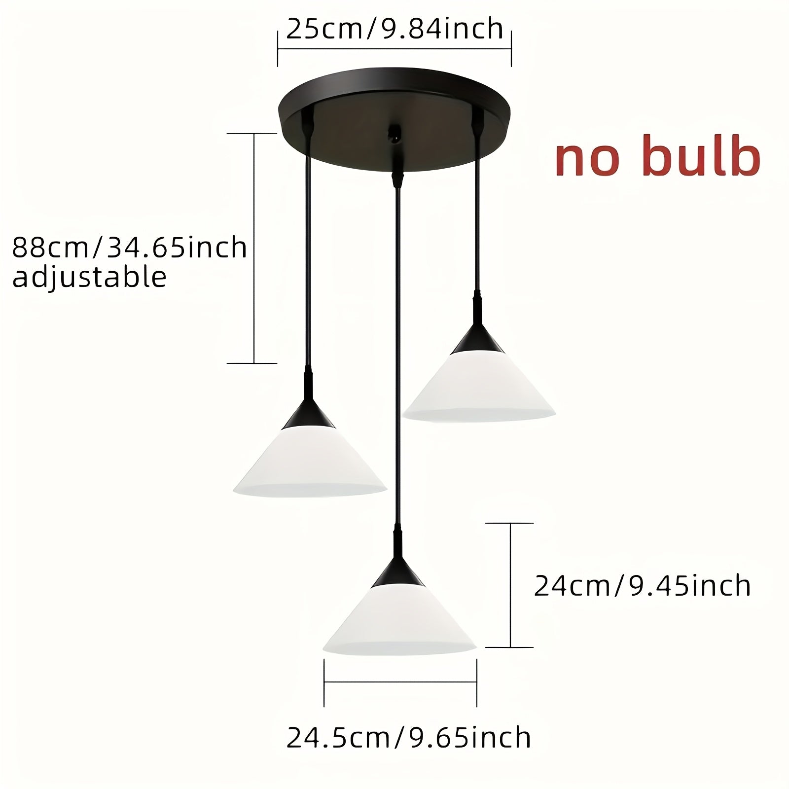 Iron and Plastic Lampshade Dining Room Pendant Light, Nordic Table Bar Light, 3-Head Kitchen Island Pendant Light, E27 Socket, Bulb Not Included