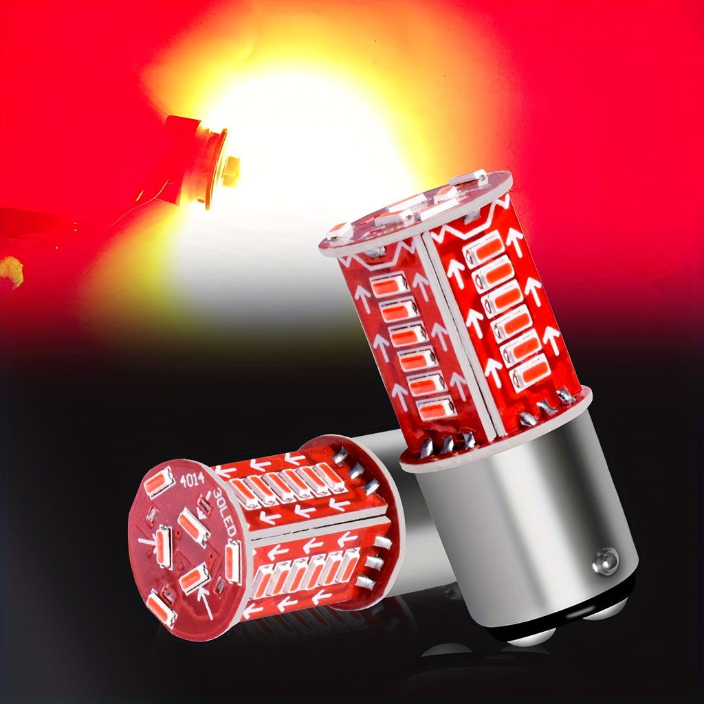 4 Pack High Brightness Red Yellow White LED Car Bulb 1157 Bay15D P21/5W S25 G18 with 30 Pieces 4014 LED Beads, Suitable for Automotive LED Bulb 12V, Battery Not Included