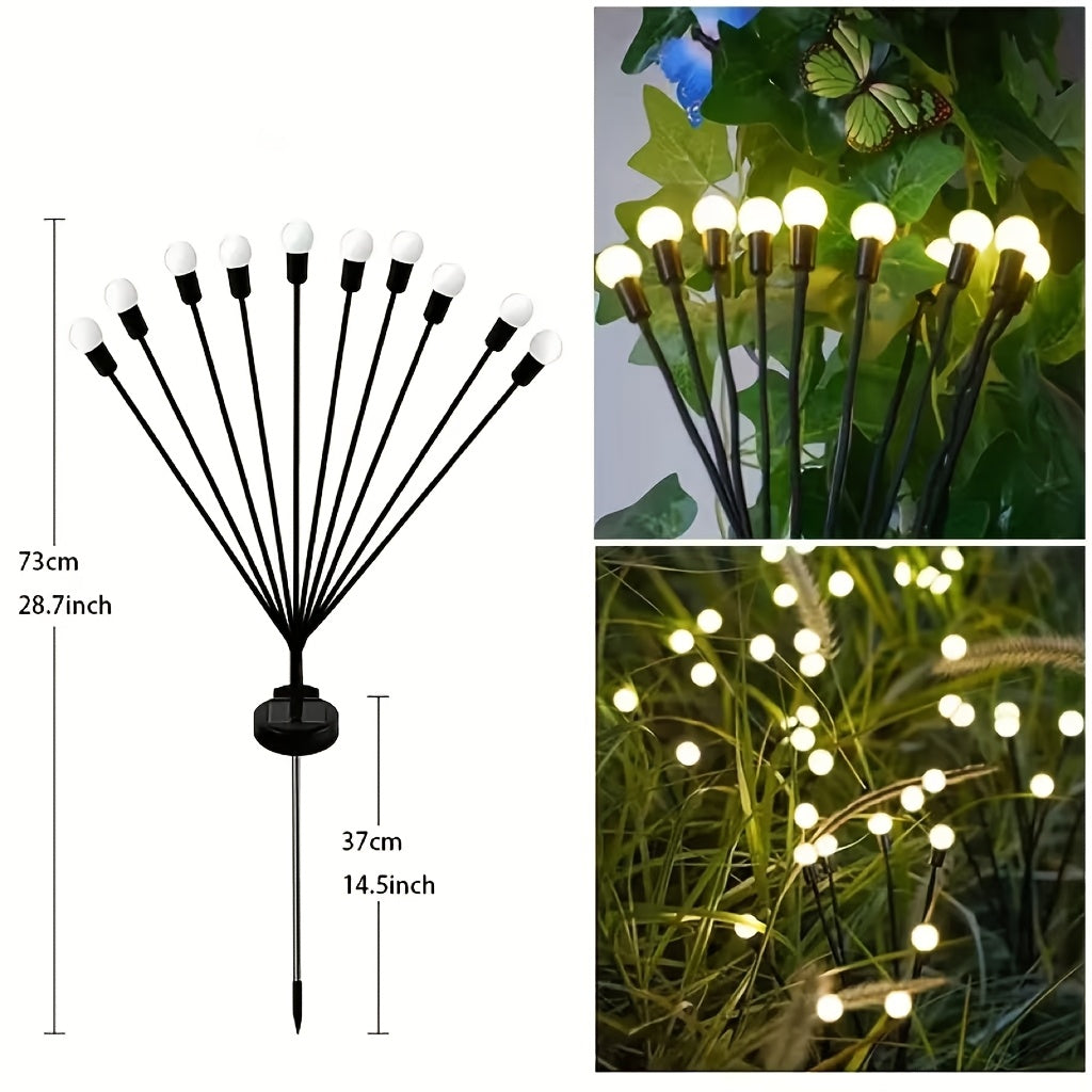 Solar Firefly Light, Equipped with Ten LED Beads, Wind-Driven Lawn Light, Courtyard Garden Ground Insert Light, Ambient Camping Light
