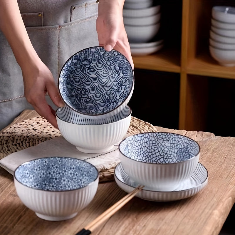 Japanese Ceramic Bowl Set (4 Pieces): Multi-Functional Dinnerware for Cereal, Soup, Dessert, Snacks & Fruit