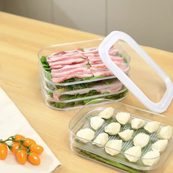 1/2/3/4 Tier Stackable Food Storage Containers, Fridge Storage Boxes, Meat Fresh-Keeping Box, Cooked Food Organizer, Stackable Leak-Proof Sealed Design, Reusable for Refrigerator & Freezer, Suitable for Cheese