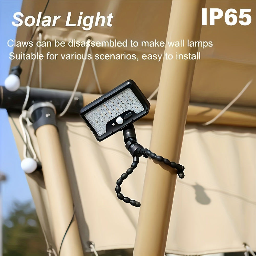 2PCS Commercial Street Solar Motion Sensor Light, Solar Wall Light with Foldable Flexible Bracket, 92LED Street Light, 3 Modes Auto On/Off, Security Lighting for Outdoor Tree Branches, Tents, Camping, Tables, Walls, Streets, Gardens