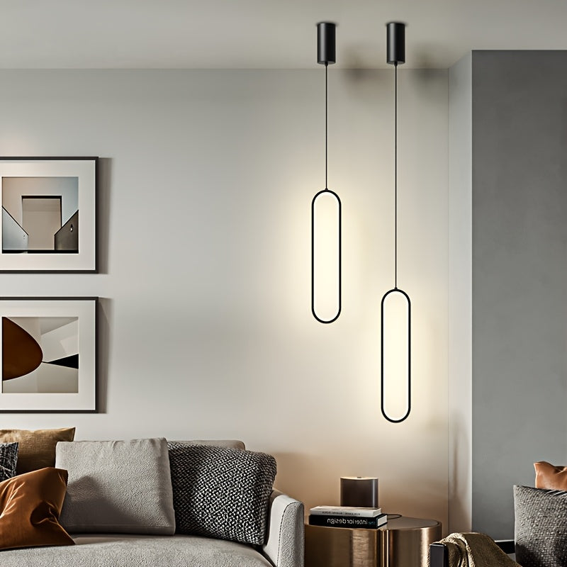 2-Piece, Ceiling Iron Pendant Light, Includes LED Warm Light and White Light, Acrylic Flicker-Free, Suitable for Dining Room, Living Room, Bedroom, Bar and Other Places