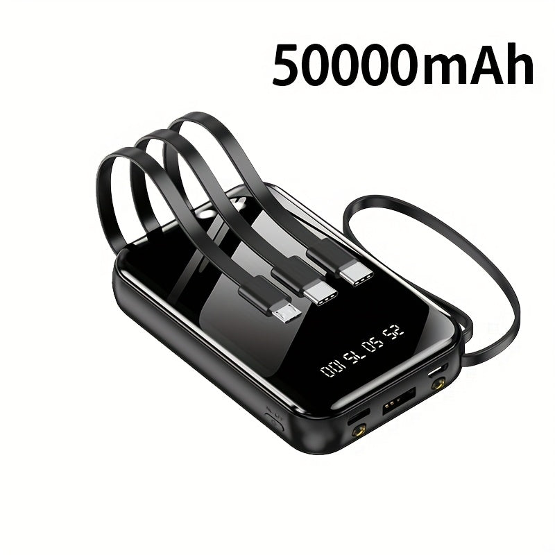 50,000mAh 大容量行動電源，小巧易攜帶，支援 PD20W 快速充電，內含各式數據線、手電筒、LED 燈和掛繩，非常適合戶外緊急電源、備用電池組