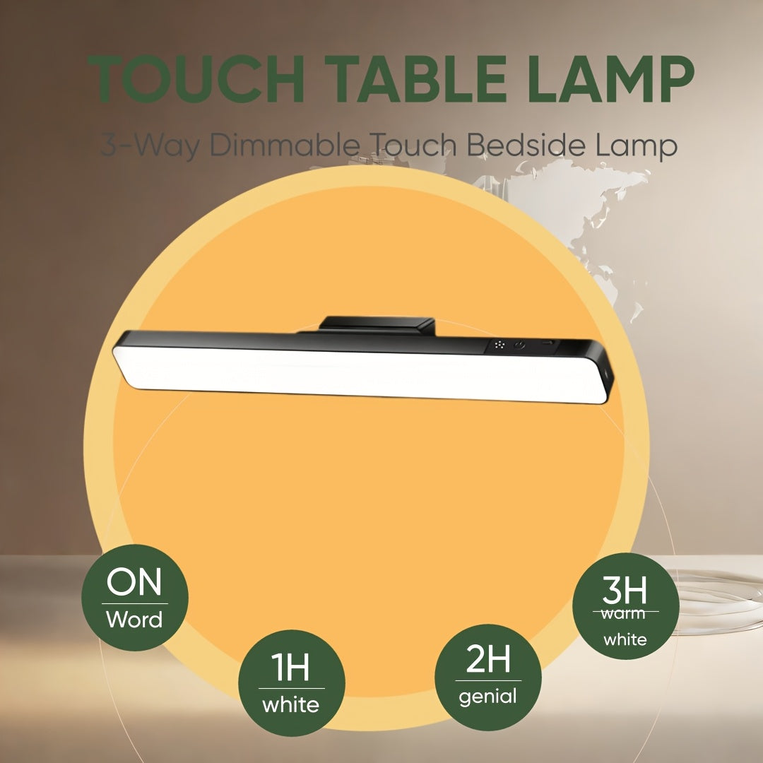 1pc [3-color switching function] college dorm essential, rechargeable magnetic LED tube light, desk/wardrobe/kitchen installation, flicker-free, adjustable brightness