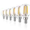 6-pack, G16.5 candelabra globe bulb, 4 watt 120V LED bulb, 450 lumens, 2700K warm white, 5000K cool white, E12 base Edison G50 LED bulb, G50 globe bulb suitable for chandeliers, vanity lights and pendant lights