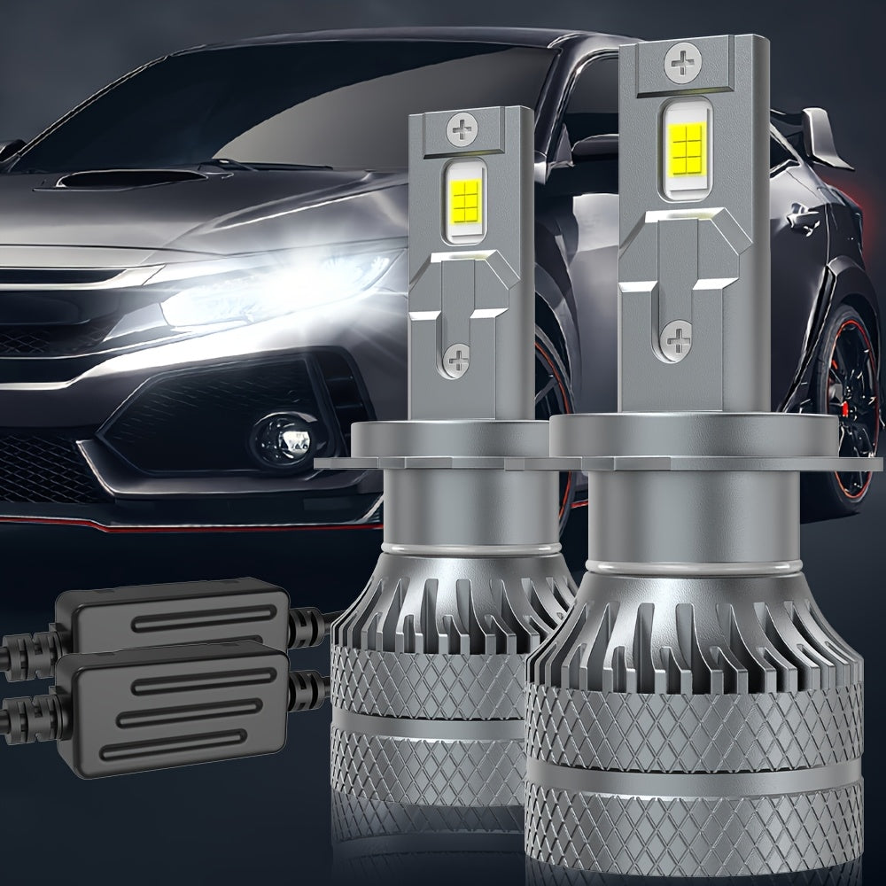 2-Pack Car LED Headlight Bulbs, Providing 29,400 Lumens, 220 Watts, and 6500K Cool White Color Temperature. Compatible with H1, H4, H7, H18, H8, H9, H11, H16, 9005, 9006 and 9012 Sockets, No Battery Included