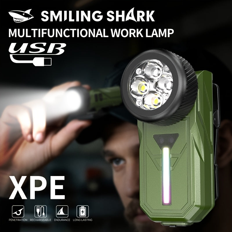 Smiling Shark Mini LED Flashlight Magnetic Base Super Bright EDC Clip Light Portable Pocket Cap Clip Flashlight for Camping Hiking Repair Emergency