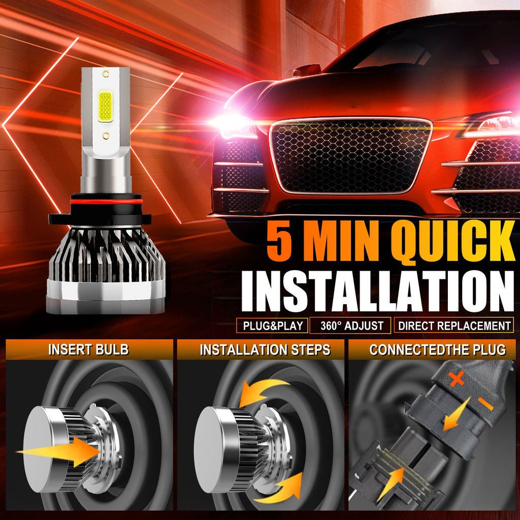 For Honda Civic 1988 1990 1992 1995 1996 2001 2006 2011 2012 2015 Headlight LED Bulbs High Low Beam Combo Kit 6000K White Super Bright 10000LM, Battery Not Included, 4-Pack