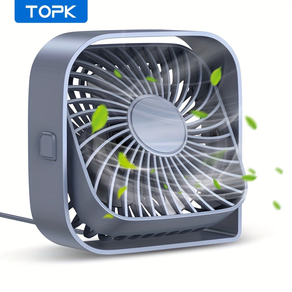 TOPK Personal Desktop Fan, 3-Speed 4-Inch Small USB Portable Fan, USB Plug-In Mini Cooling Fan, 360° Rotatable Quiet Desktop Fan, Ideal for Home Office Bedroom Dorm Indoor Outdoor Summer Gifts