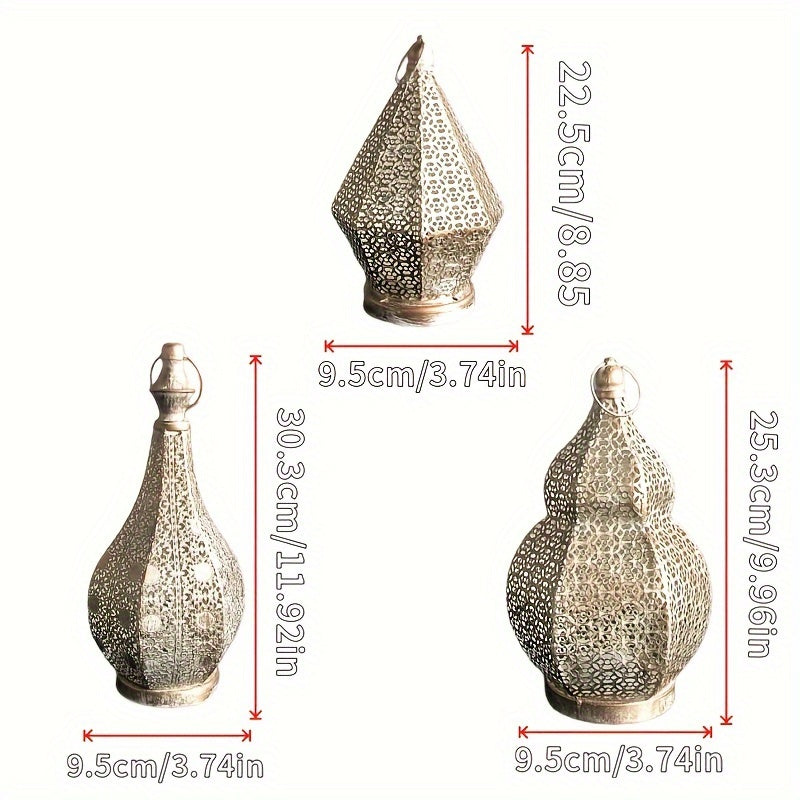 1 件摩洛哥风格 LED 灯笼 - 锻铁桌面装饰，图案复杂，电池供电（AAA），适用于卧室氛围、桌面装饰（不含电池）、卧室装饰