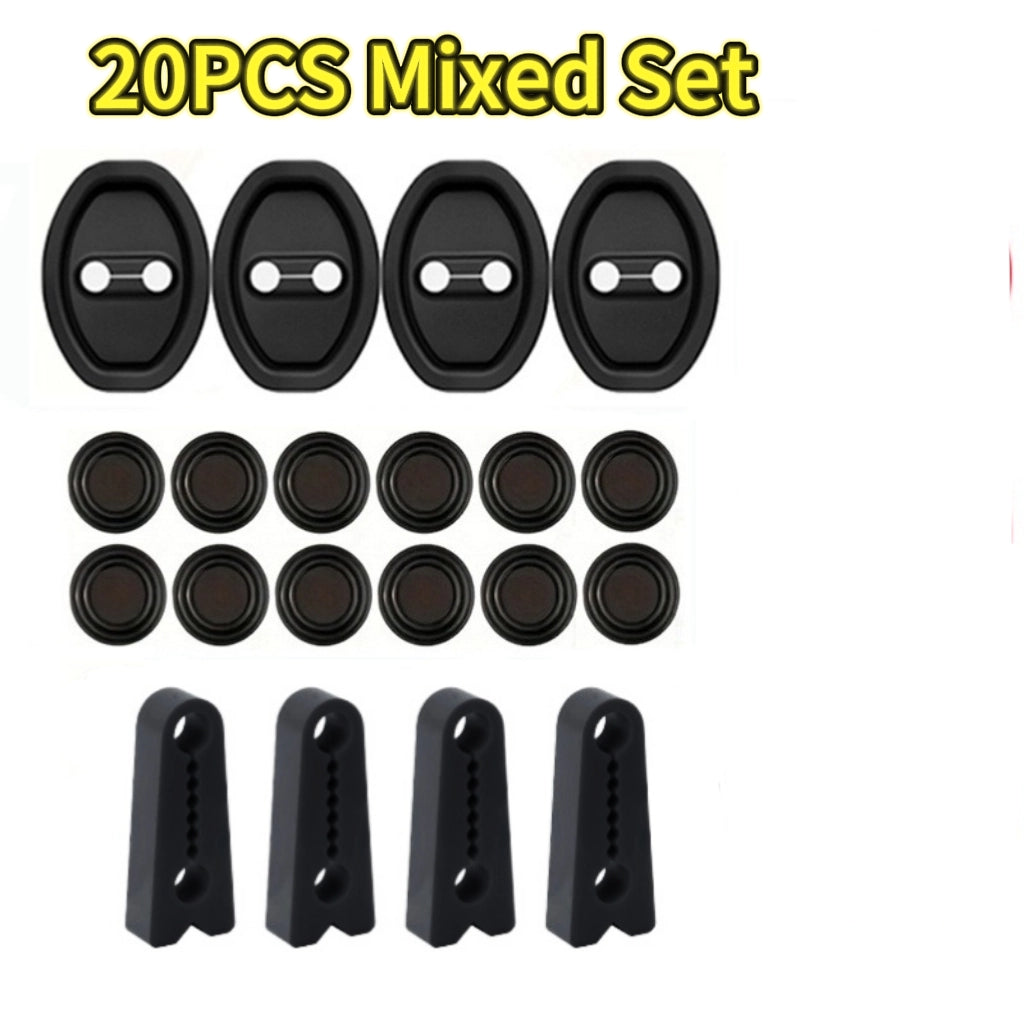 20-Piece Set Car Door Lock Protection Cover Shock Absorber Pad &amp; Soundproofing Pad - Designed to Enhance Vehicle Safety, Universal Fit for Various Cars, Silicone Clip Cushion Anti-Scratch