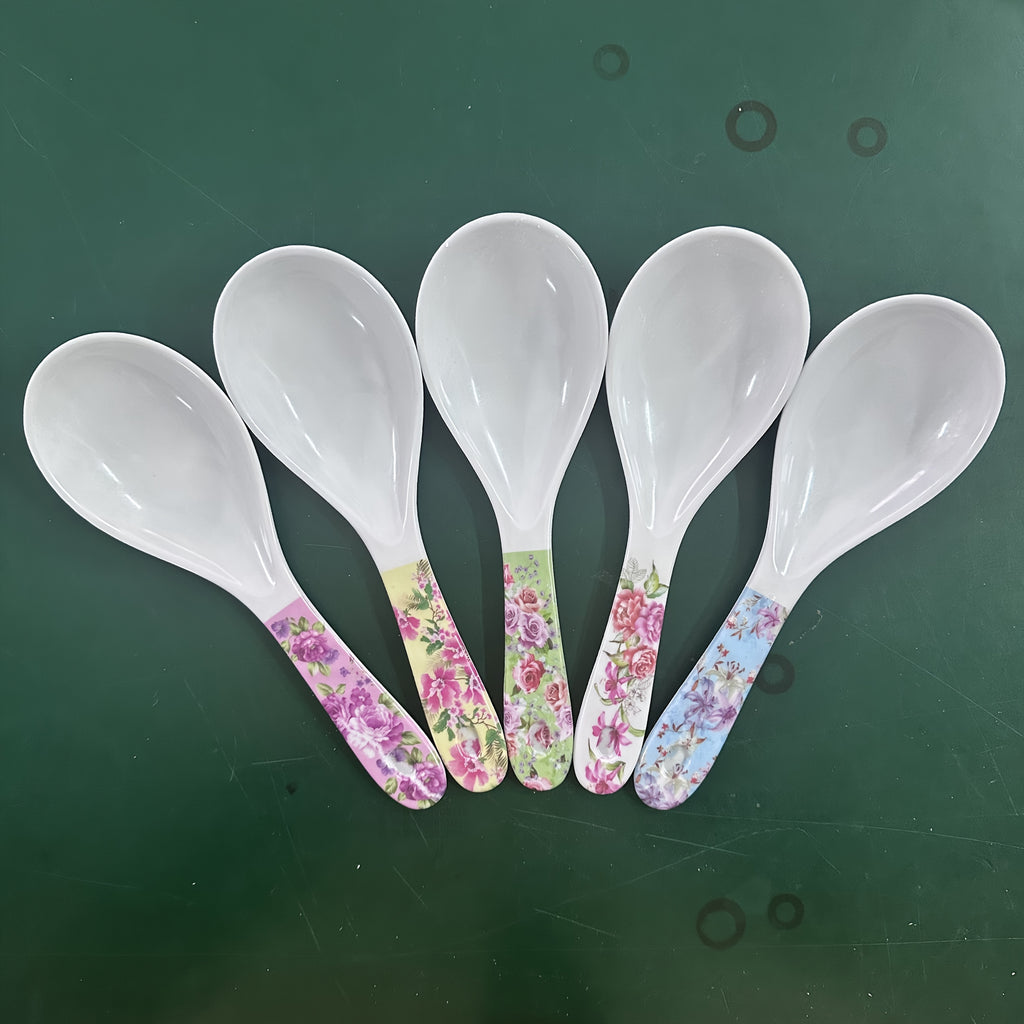 4-Piece Patterned Rice Spoon Set, Plastic Rice Spatula, Practical Utensil, White Household Spoon, Ideal for Home, Kitchen, Restaurant & Hotel Supplies