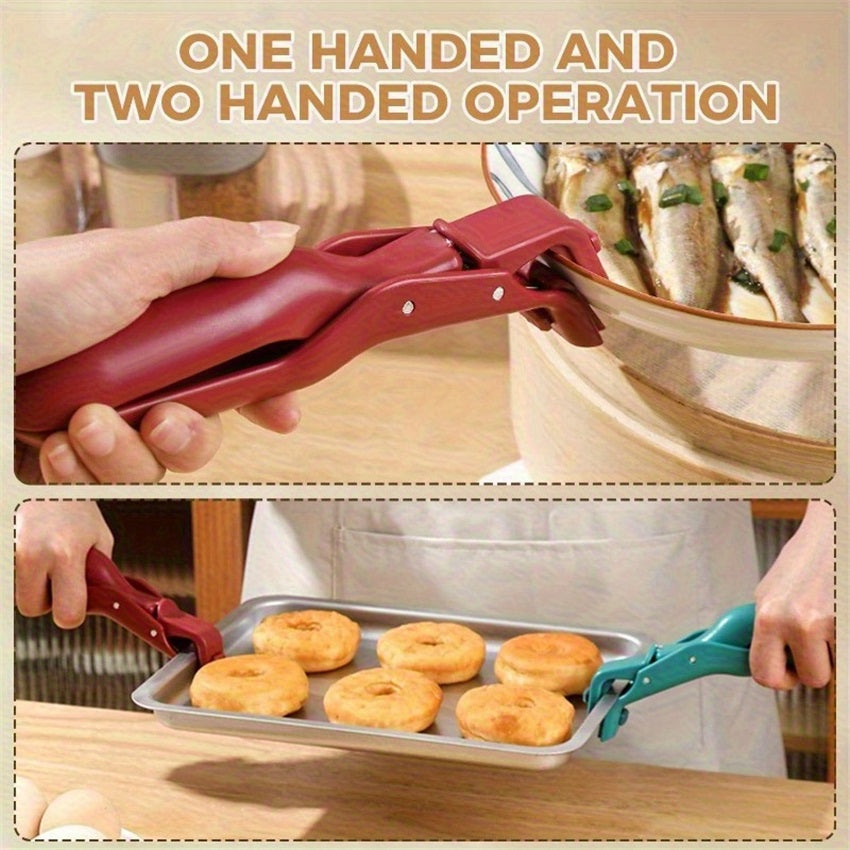 2-Pack Heavy-Duty Heat-Resistant Tongs – For Oven, Air Fryer, Stove & Grill – Heat Resistant up to 446°F / 230°C, Non-Slip Pot/Tray/Bowl Grips, with Non-Slip Base & One-Handed Operation – Ideal for Home & Professional Kitchens (Plastic Material)