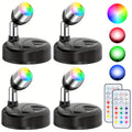 A set of 4 wireless RGBW indoor decorative spotlights, uplighting, 13-color changing tree lights, photo lighting with remote control and timer, illumination for plants and holiday celebrations