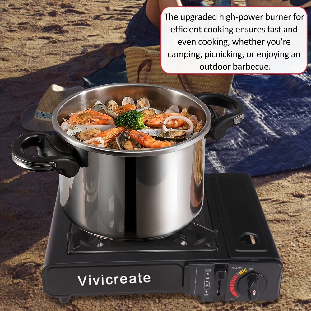 Vivicreate 8500 BTU Portable Butane Stove, Compact Outdoor Camping Stove, Ideal for Cooking, Hiking, Survival Gear & Emergency Use, Essential for Camping