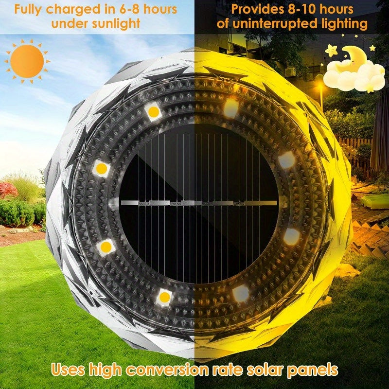 20 Pack Solar Ground Light Outdoor Waterproof Landscape Lighting, Stainless Steel Decorative Ground Light for Courtyard Path Lawn Garden Patio Driveway Walkway (Cool & Warm White Light), Garden Decoration, Path Lighting