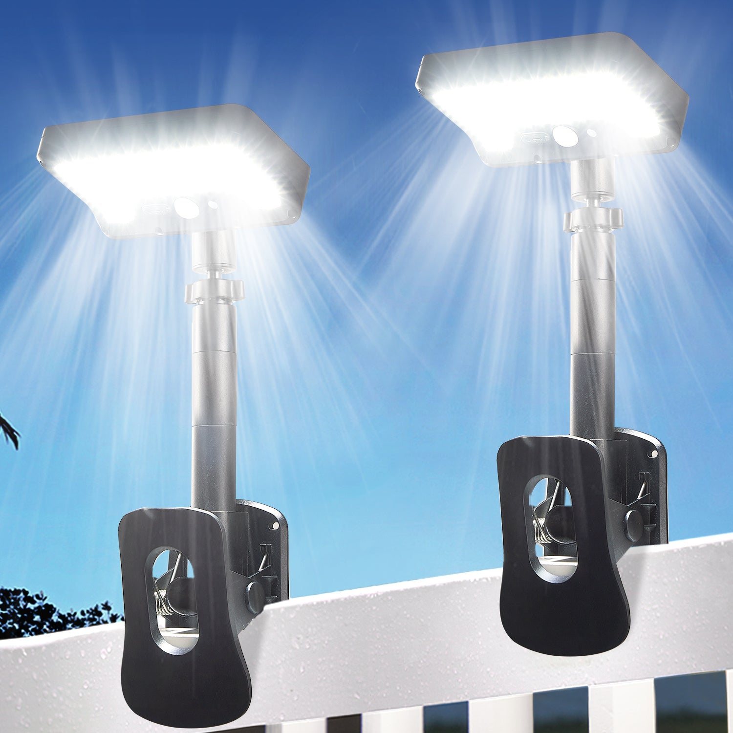 2/1 Pack Solar Outdoor Light Clip-On Solar Outdoor Light with Motion Sensor, 92 LEDs 600 Lumens Solar Waterproof Outdoor Fence Light, Solar Light for Chain Link Fences, Patios, Gutters, Camping, Home Christmas Decoration