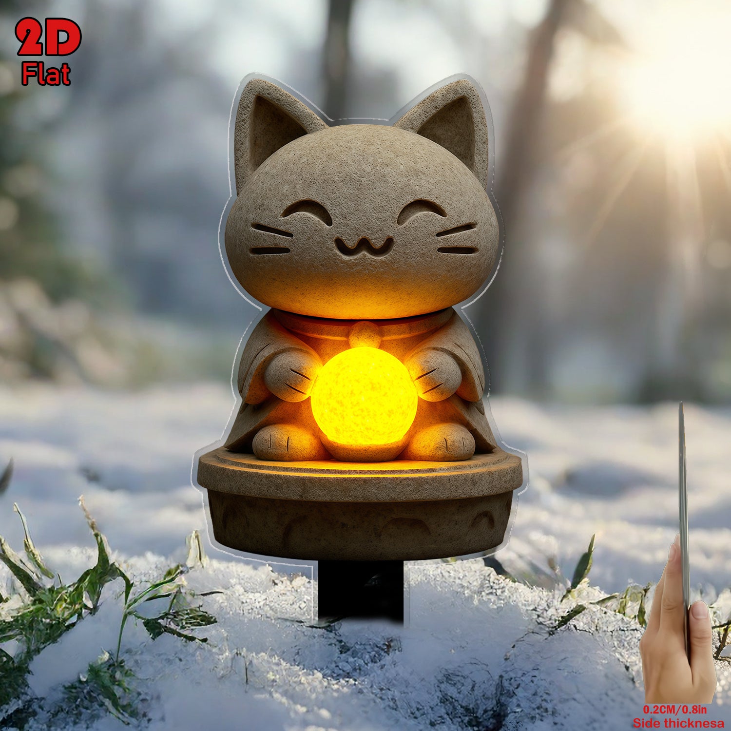 2D Flat Design, Cute Kitten-Shaped Lawn Light & Flower Pot – Durable Plastic Ground Insert Outdoor/Indoor Planter, Adorable Cat-Shaped Garden Decoration, Perfect for Courtyard, Cemetery, Lawn & Party Decor – Unique Outdoor Art Gift