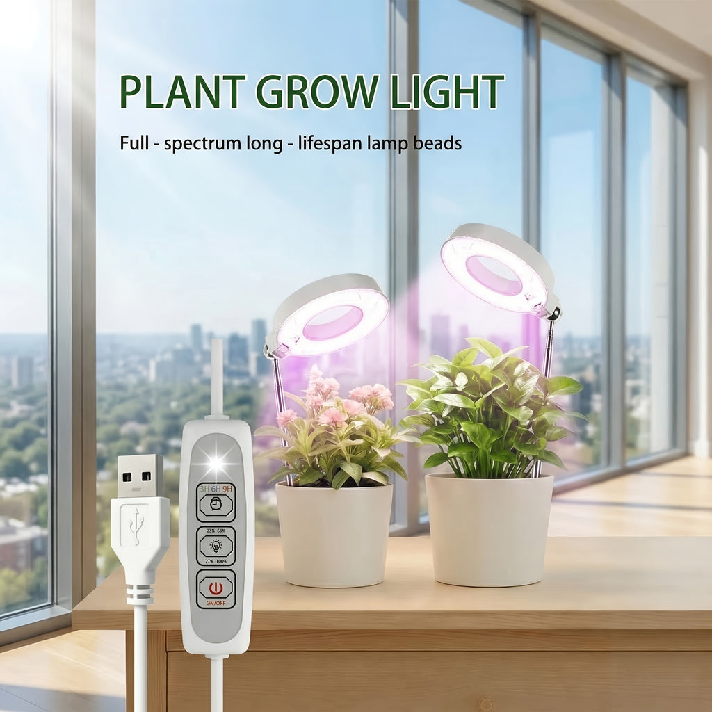 2-Pack Magnetic Indoor Plant Grow Light Compatible with Desks & Plant Stands, Full Spectrum Dimmable Plant Lamp with Auto On/Off Timer, Height Adjustable & 720° Freely Rotatable, Ideal for Small-Space Indoor Gardening