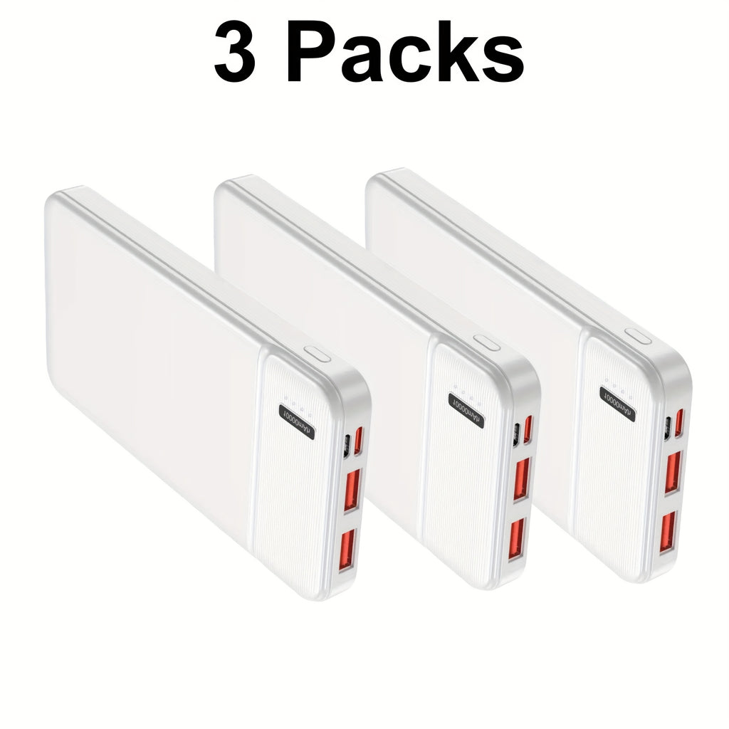 3-Pack Power Bank Portable Charger 10000mAh, Battery Pack PD 22.5W with Dual USB & USB-C Input/Output, Slim & Lighweight for Phones, Tablets, And More.(3 Packs)