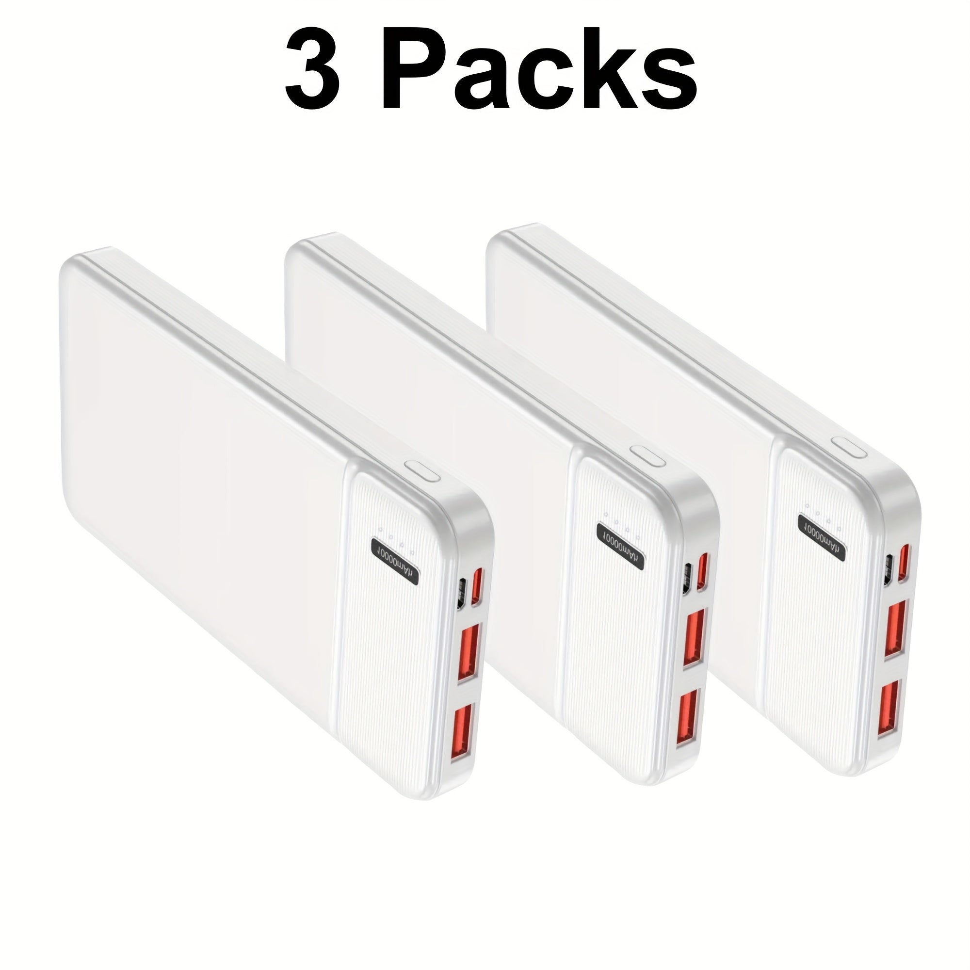 3-Pack Power Bank Portable Charger 10000mAh, Battery Pack PD 22.5W with Dual USB & USB-C Input/Output, Slim & Lighweight for Phones, Tablets, And More.(3 Packs)