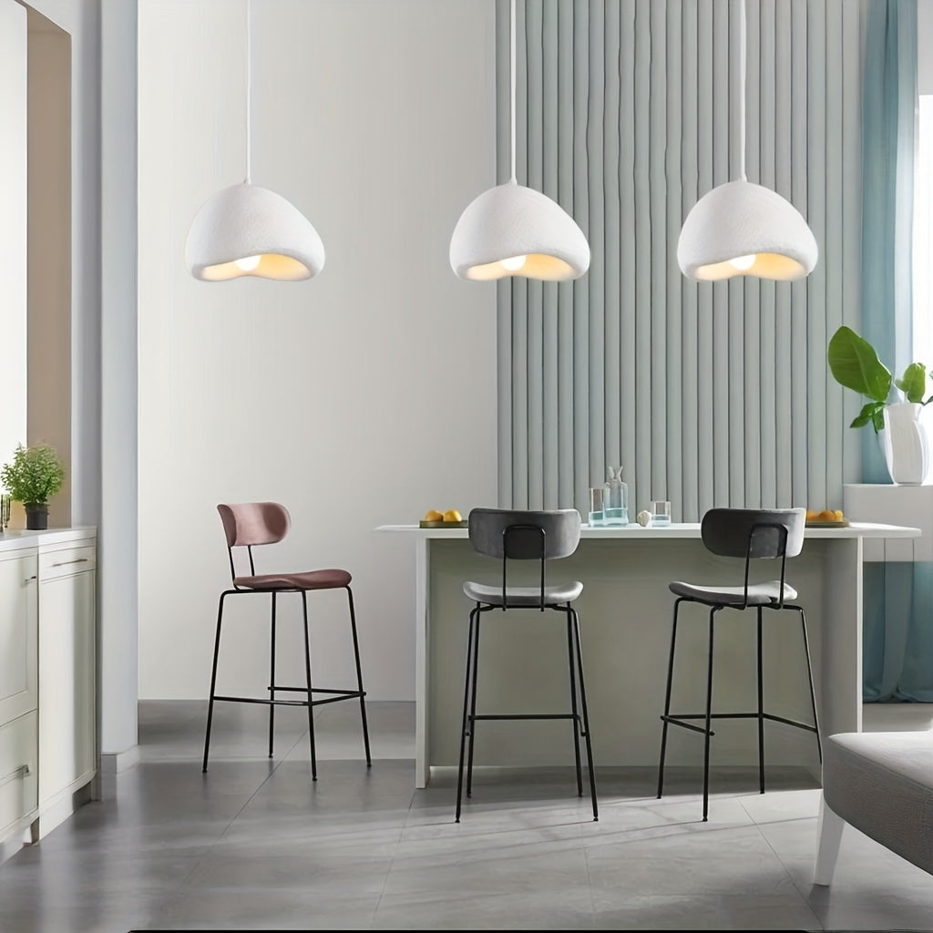 1pc mid-century modern white pendant light, E27 base - nest design, PVC lampshade, semi-flush mount installation, for bedroom, living room, kitchen and hallway - hardwired, 220V, no battery needed, kitchen lighting