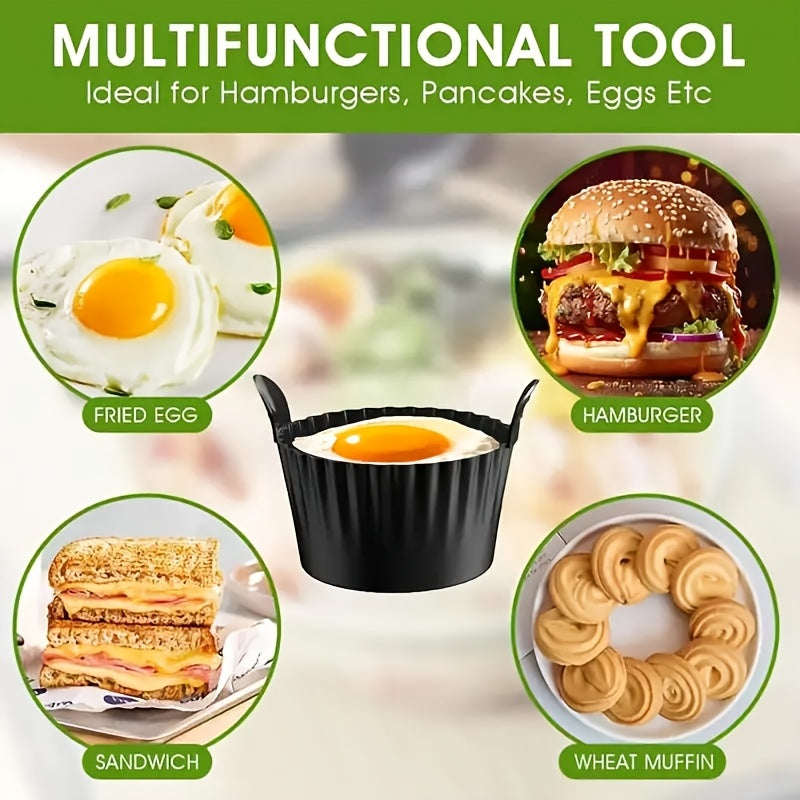 ZGV 1/4Pcs Black Silicone Air Fryer Molds, Reusable Non-Stick Muffin Mousse Cake Cups, Multi-Purpose for Egg Cooking Waffles, Essential Healthy Kitchen Baking Accessories, Ideal Christmas Gift