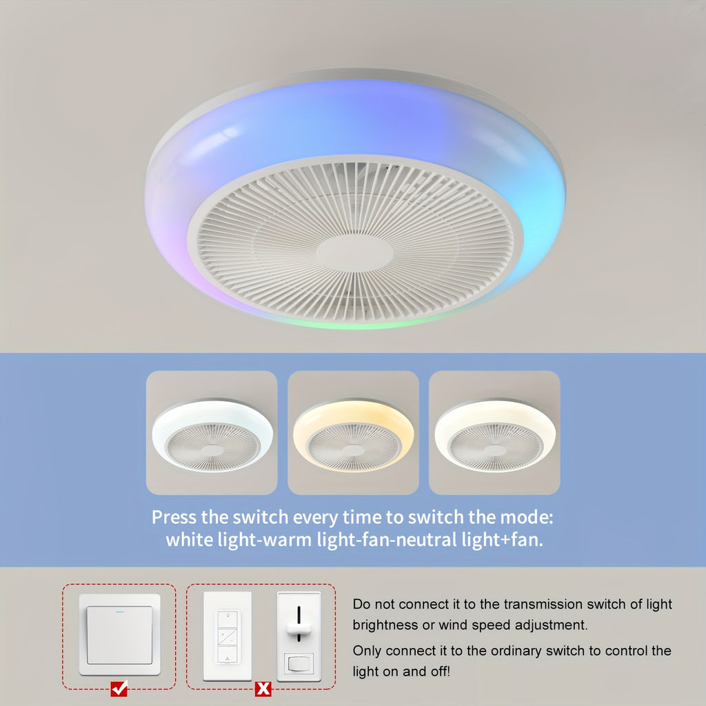 Low Profile Bladeless Ceiling Fan with LED Light Kit, Recessed Mount with Remote Control and Timer Function, 3000K-6000K Adjustable Color Temperature